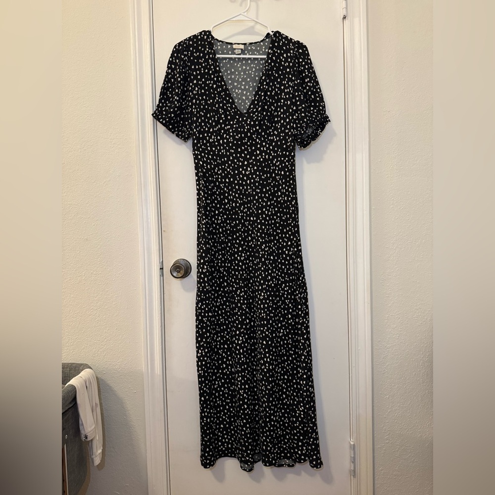 Elegant Black and White Polka hearted Dress